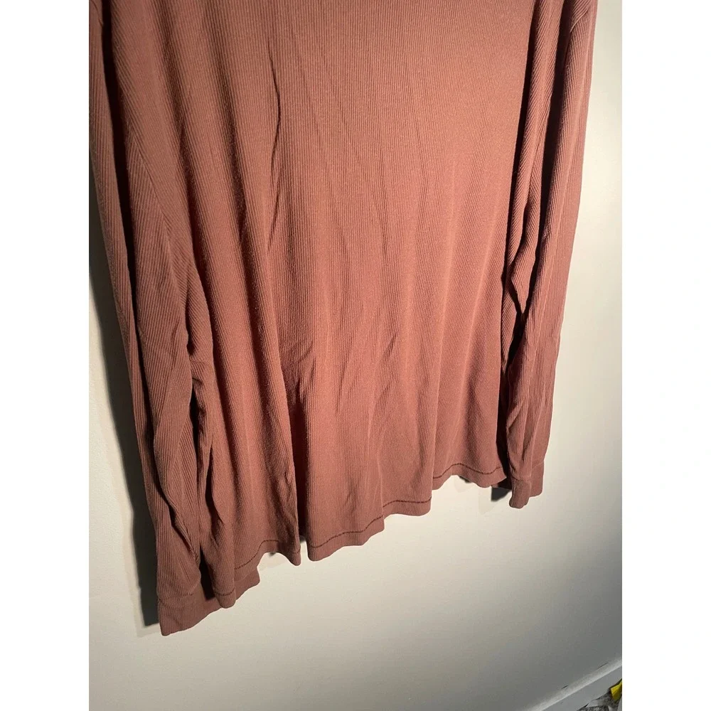 SKIMS Soft Lounge Ribbed Long Sleeve‎ Button Down Pajama Top in Copper Size XL